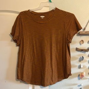 Burnt Orange Striped Crewneck Tee